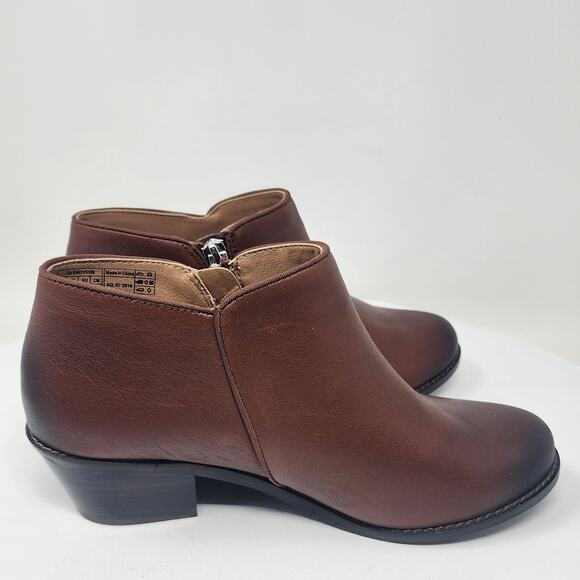 Vionic Jolene Bootie Women 6.5 Brown Leather Burnished Toe Side Zip Boots VS350 - Picture 9 of 11